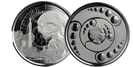 2021 1/2 oz Ghana alien silver coin, front and back